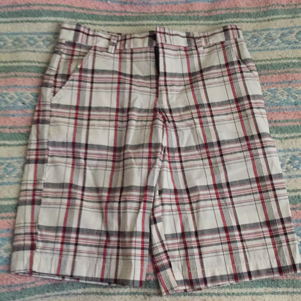 Red plaid shorts boys size 12 great condition